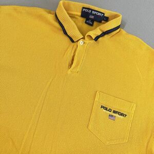 Polo Sport Ralph Lauren Polo Men's Large‎ Yellow Waffle Knit Pocket Vintage